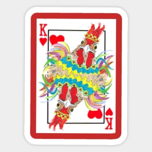 King Of Hearts Rooster playing card Sticker